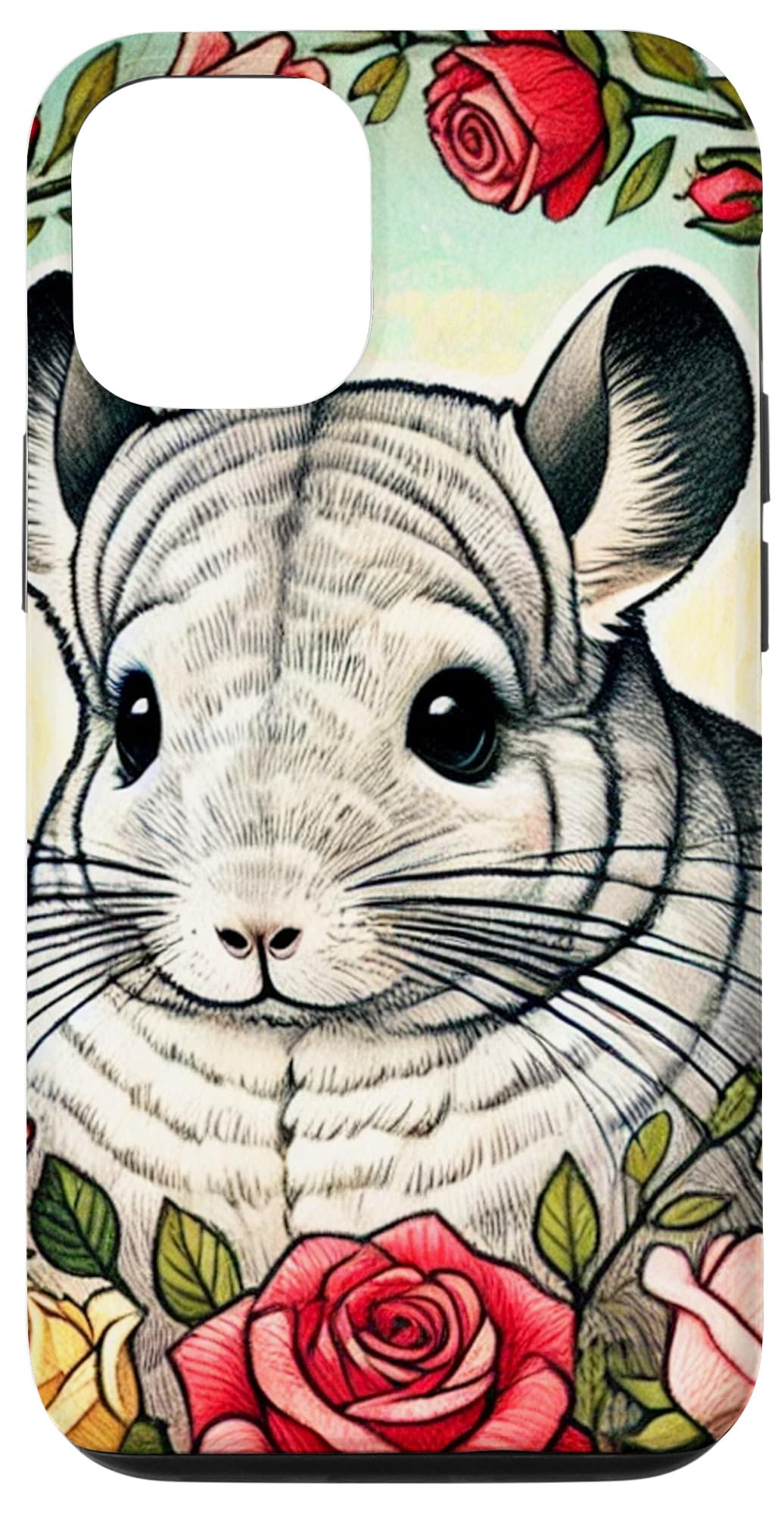 Amazon.co.jp: iPhone 12/12 Pro チンチラ イラスト レトロ 花柄